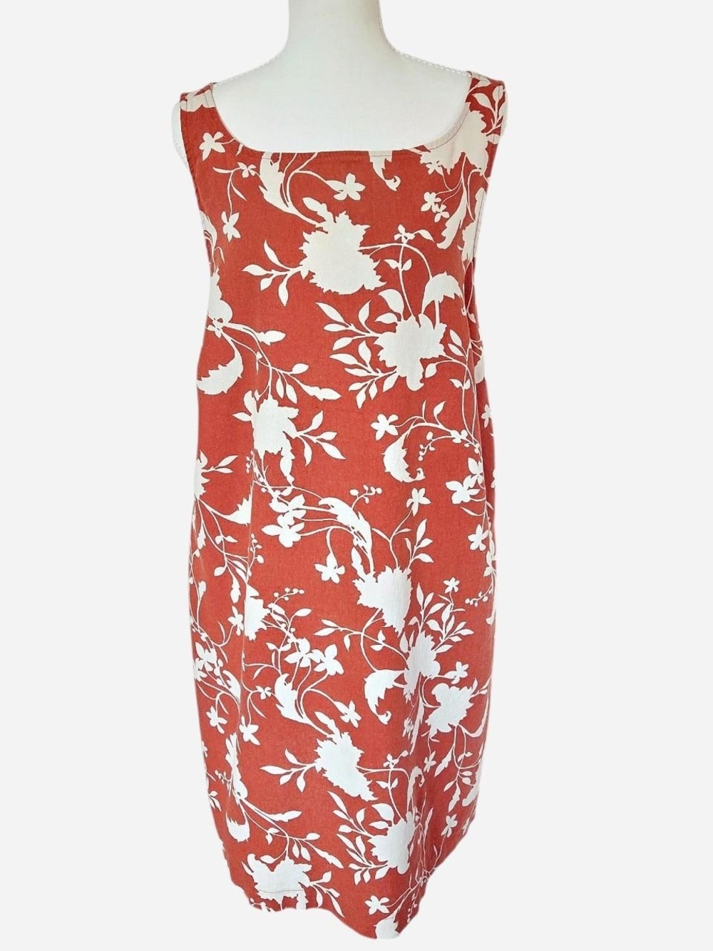 Ava & Viv boho floral midi shift dress linen blend orange Size: 2XL - Picture 3 of 8